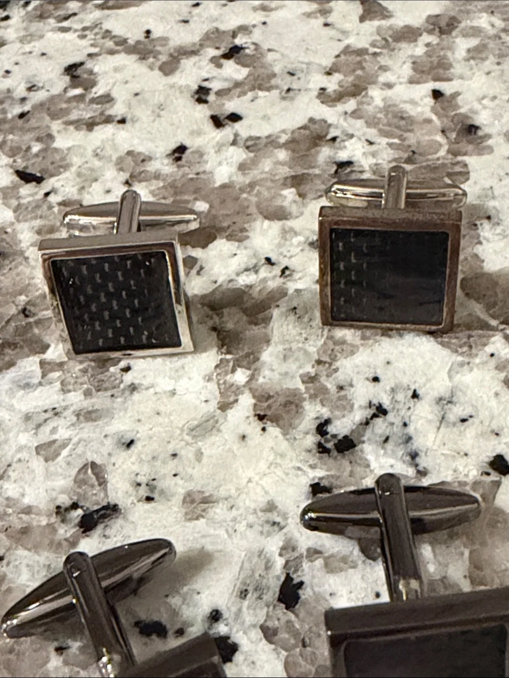 Men’s Black Square Cufflinks - 2 Sets of Two